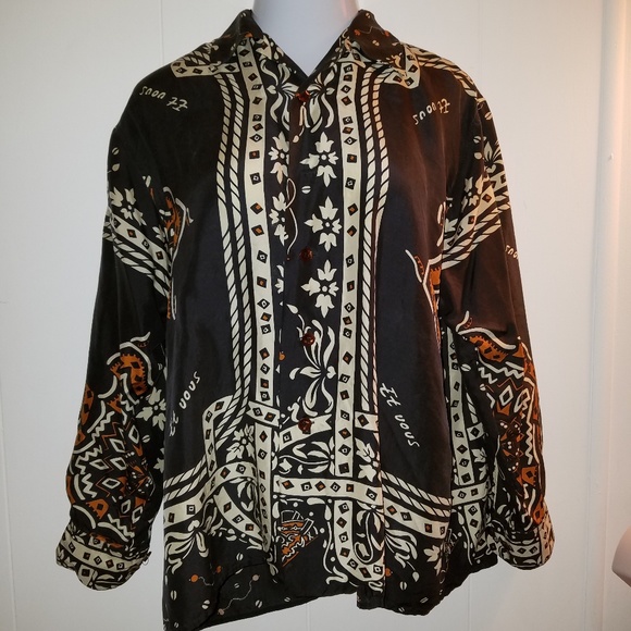 Et Vous Tops - SOLD - Beautiful silk blouse in earth tones